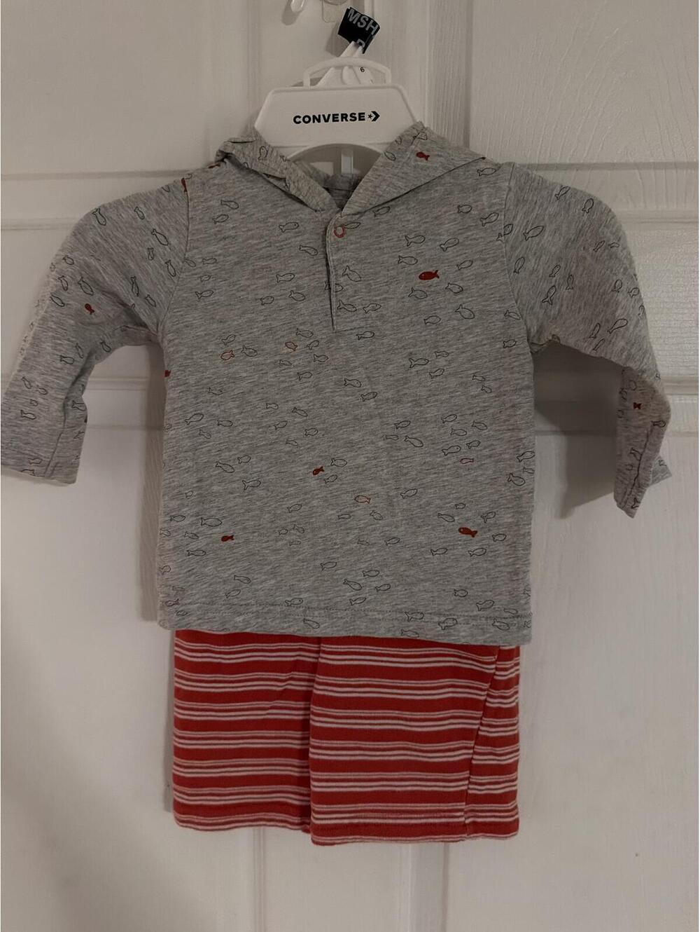 Baby Hoodie and Striped Pants Set